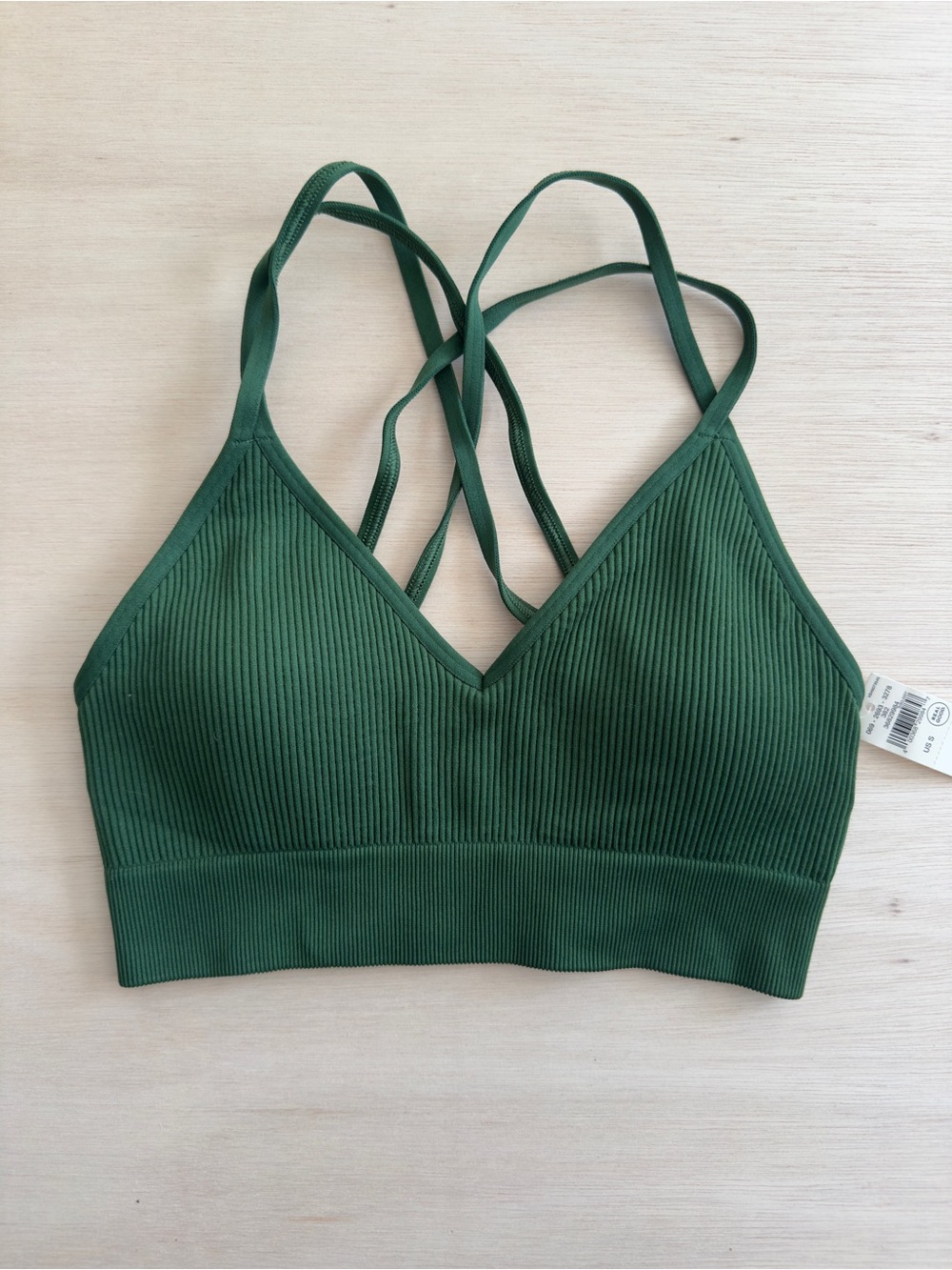 aerie Forest Green Ribbed Strappy V-Neck Bralette